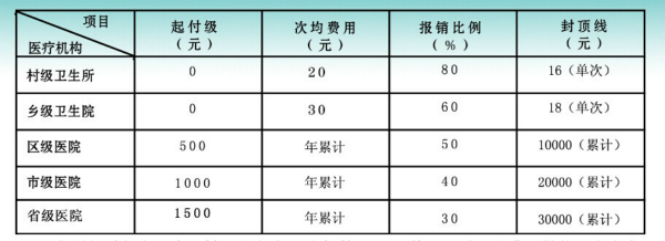 新型农村合作医疗门诊费用报销比例表格