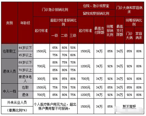 上海市职工、居民、学生医疗保险报销标准