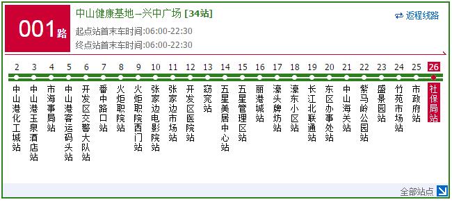 中山社保局公交路线01