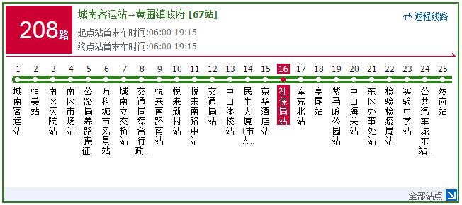 中山社保局公交路线208